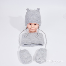Thermal knit beanie scarf gloves set for baby